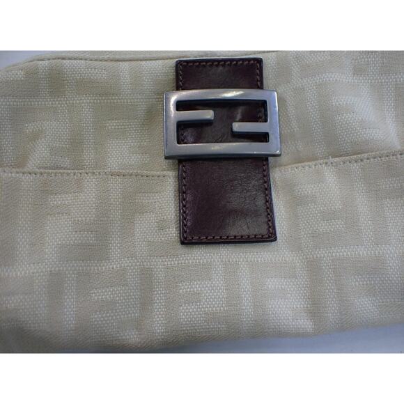 Fendi Zucca Baguette Bag White Silver Vintage Shoulder Purse FF Logo w/dustbag - Picture 9 of 16